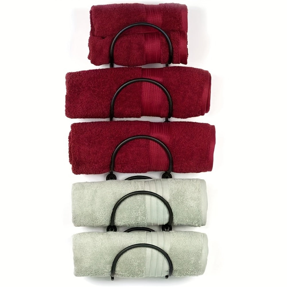 Wall Mounted Towel Rack with Hooks 6pcs Iron Hanging Rack Set Multi-Layer Wall Storage Organizer for Bathroom, Bedroom & Kitchen ¨C Easy Install, Clothes & Towel Hanger
