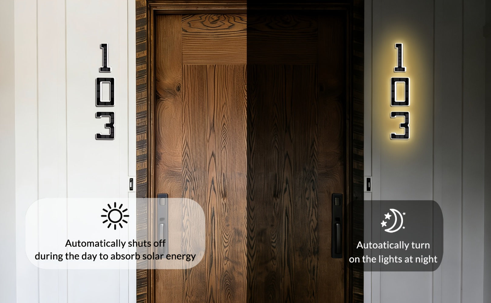 LED Solar House Number Light 6.7 Inch Wall Mounted ¨C Smart Sensor Illuminated Address Number for Home Decor, No Wiring Energy-Saving Solar Powered Outdoor Light