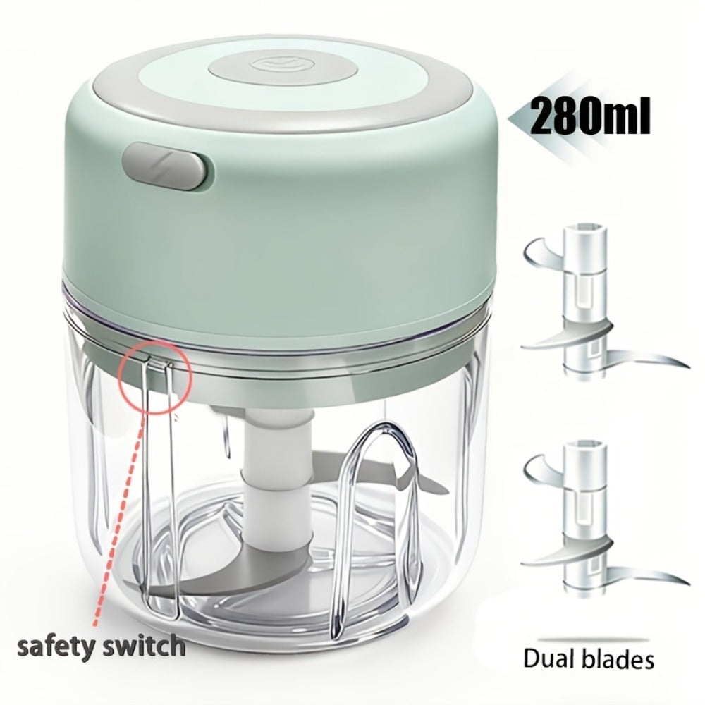 Mini Food Processor USB Rechargeable Electric Chopper 9.47oz ¨C Portable Wireless Meat Grinder & Blender for Garlic, Vegetables, Fruit, Ginger & Chili, Compact Kitchen Tool for Home Office Travel