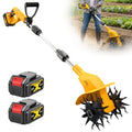 Electric Tiller Cultivator Cordless 20V Battery Powered - 8.6 Inch Tilling Width, Adjustable Ergonomic Handle, Garden Bed & Farm Soil Breaker, Available in Small/Large with 1 or 2 Batteries Included