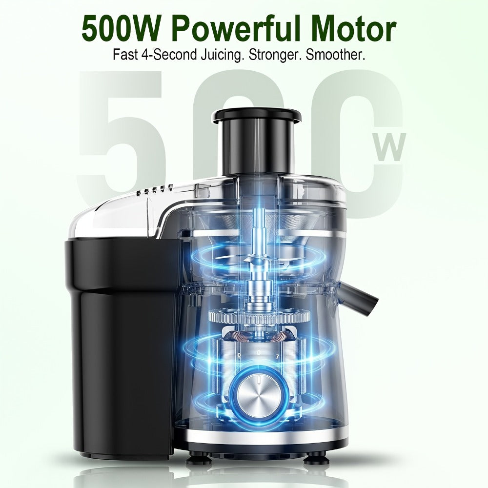 Centrifugal Juicer Machine 500W Wide 3¡± Feed Chute for Whole Fruits & Vegetables - Dual Speed, High Juice Yield, Stainless Steel, Dishwasher Safe Detachable Parts, Easy Clean Juicer for Healthy Living