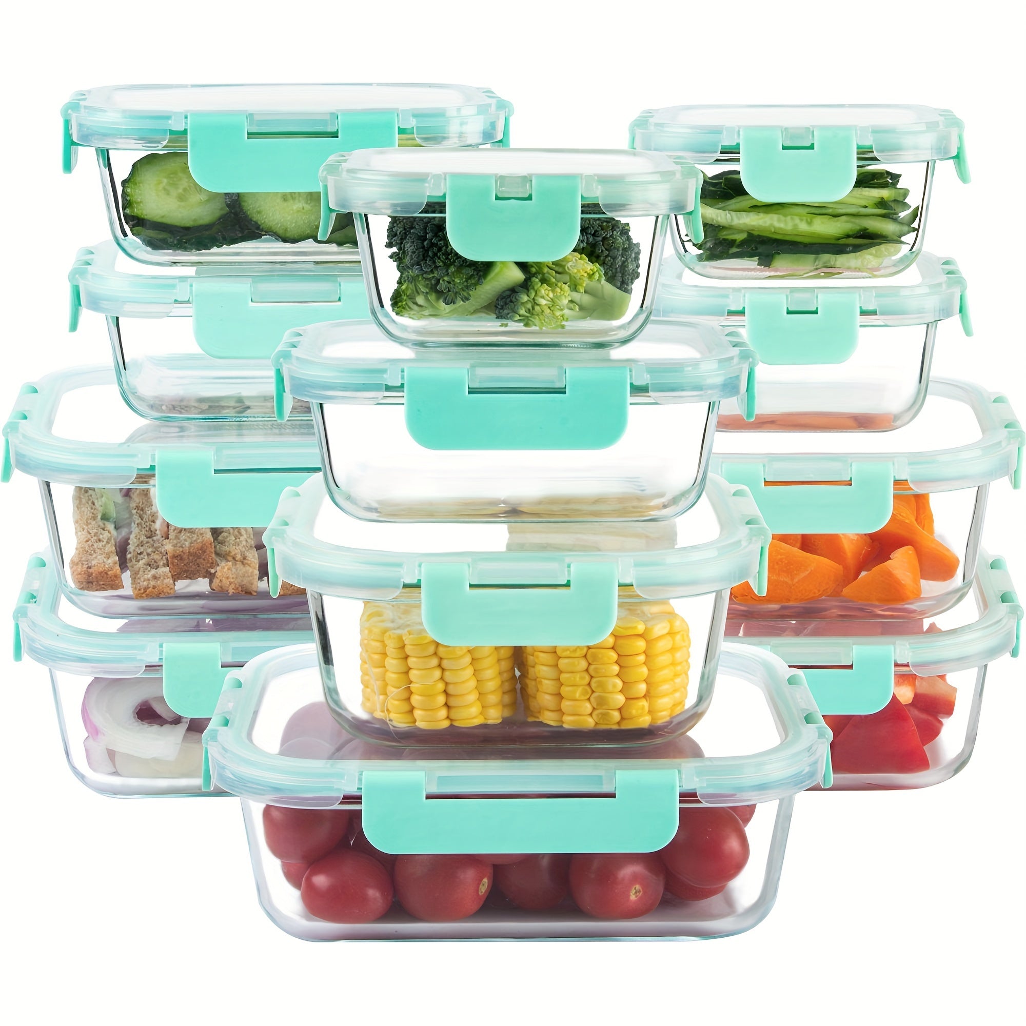 Glass Food Storage Containers with Airtight Lids - Borosilicate Glass Meal Prep Containers Set, Microwave Dishwasher Freezer Safe, BPA Free, Leak Proof Lunch Containers for Kitchen