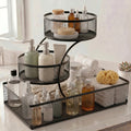 Bathroom Storage Rack 3-Tier Metal Countertop Organizer with Spray Bottle & Hooks ¨C Rust-Resistant Diamond Mesh Shelf for Vanity, Skincare, Cosmetics & Toiletries
