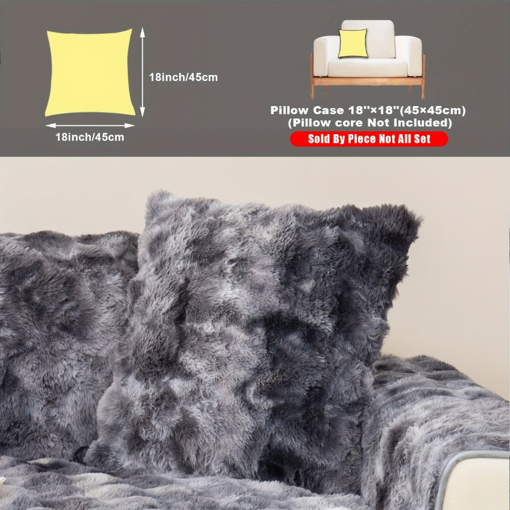 Plush Sofa Cover Faux Lamb Thick Fluffy Couch Slipcover Pet Friendly Machine Washable Gradient Color Polyester Furniture Protector for Armchair Single Double Triple Sofa Living Room Home Decor