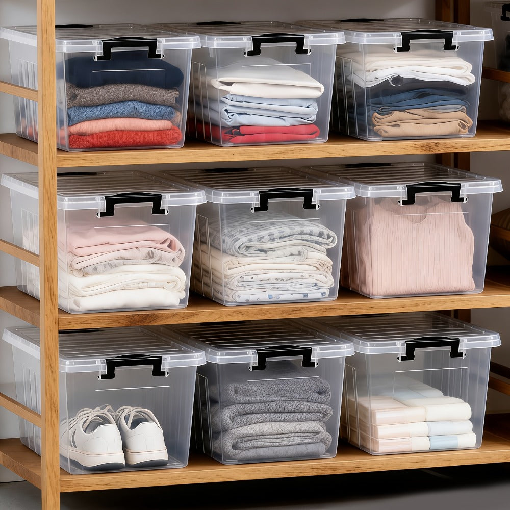 Clear Plastic Storage Bins with Lids 6 Pack Stackable Storage Containers with Snap-Tight Locks for Home, Office, Garage & Basement ¨C 17QT or 21QT, BPA-Free