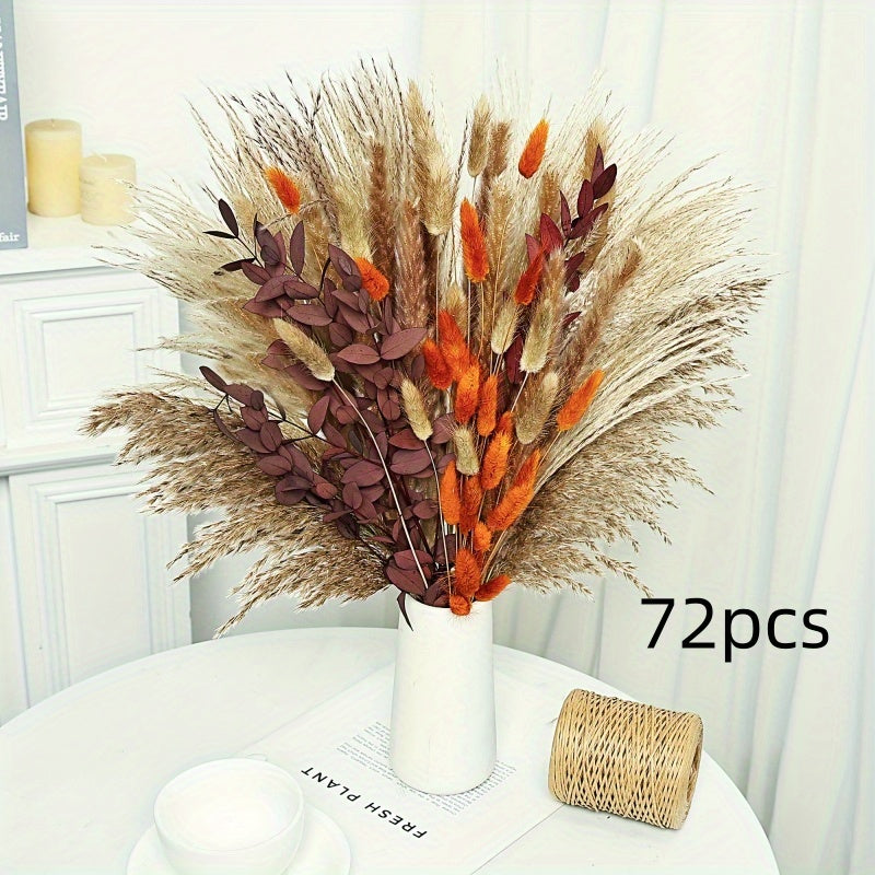 Artificial Pampas Grass Bouquet 72pcs ¨C Bohemian Rustic Farmhouse Decor for Home Wedding Centerpiece Halloween Thanksgiving Valentine's Day Cafe