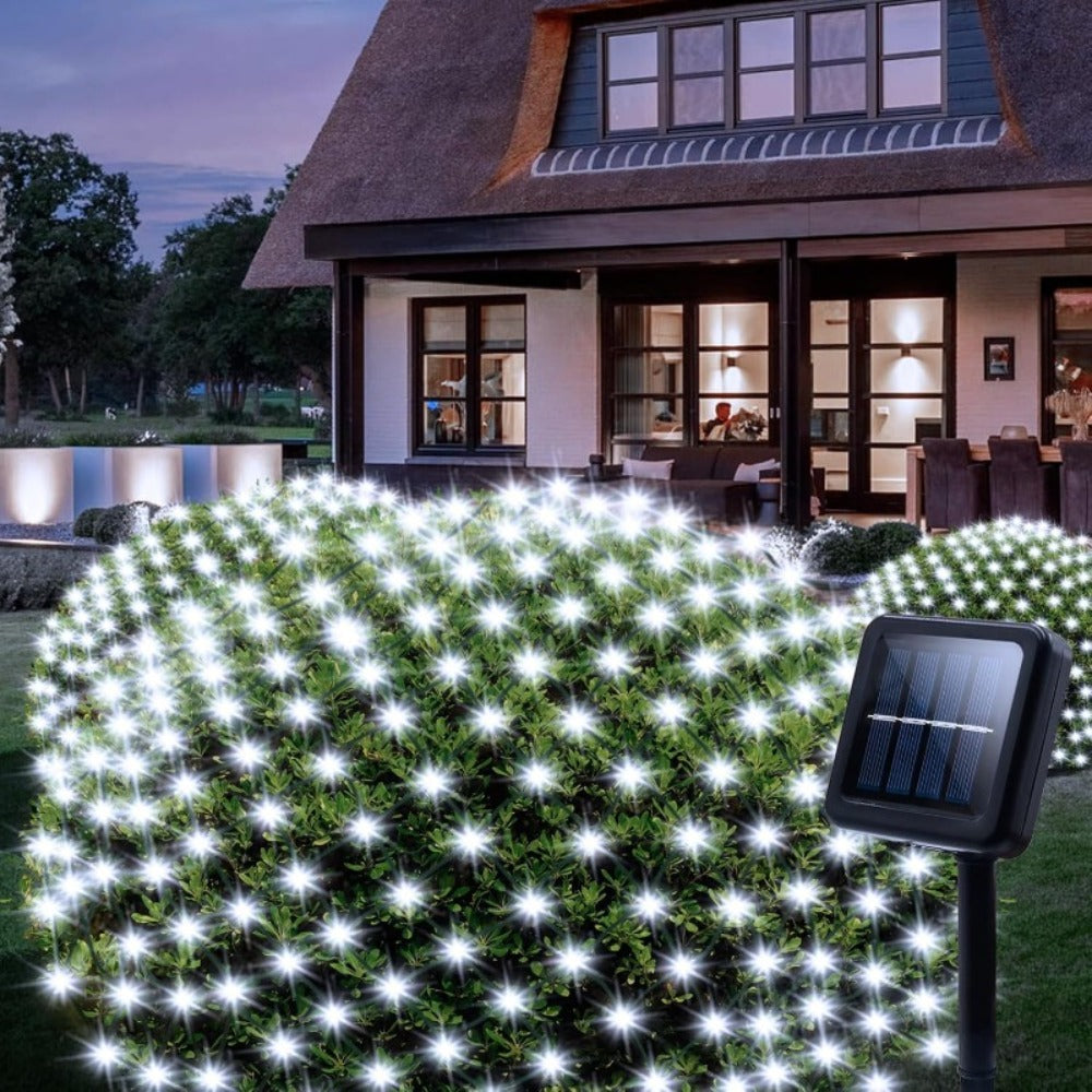 Solar Net Lights Outdoor 11.8ft x 5ft | 100 200 360 LED Mesh Bush Lights Auto On Off | Solar Powered Garden Fairy Lights for Tree Fence Backyard Decor Warm White White RGBY