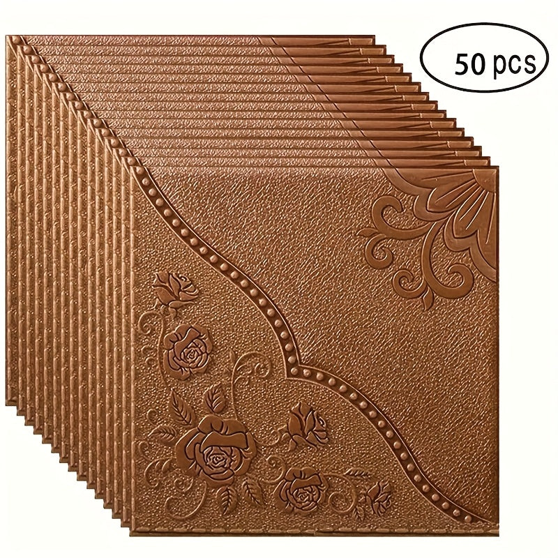 Peel and Stick Tile Stickers 13.78x13.78in Self-Adhesive Glam Plaid Pattern Wall Tiles for Kitchen Bathroom Living Room ¨C 50pcs PVC Waterproof Removable Backsplash Decor
