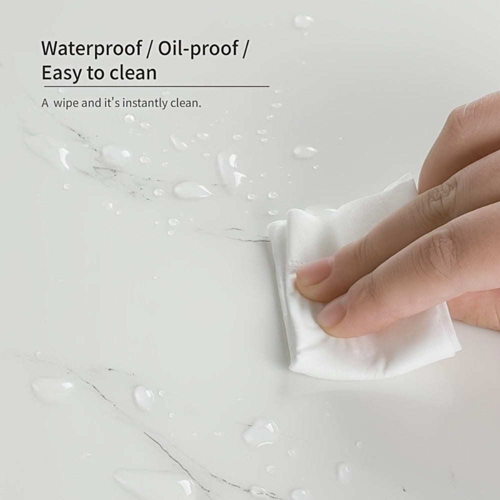 Marble Peel and Stick Wall Panels Self-Adhesive 3D Decorative Tiles - Glossy Marble Sheets for Bathroom Kitchen Living Room - Removable Vinyl Planks White Grey Black Imitation Stone DIY Home Decor