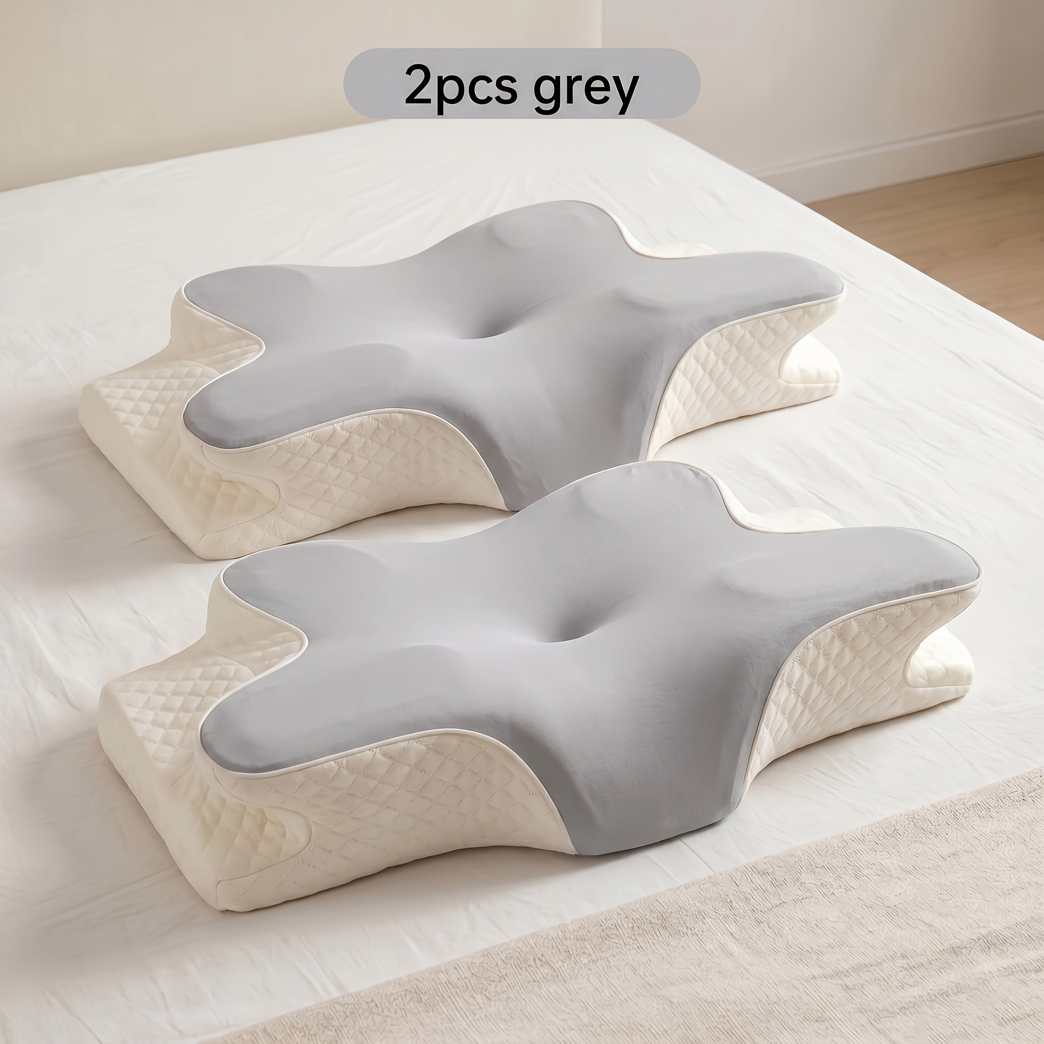Cervical Neck Pillow for Sleeping - Butterfly Contour Memory Foam Ergonomic Support for Back & Side Sleepers, Slow Rebound Pressure Relief, Cervical Spine Alignment, Machine-Washable Cover, Multi-Color