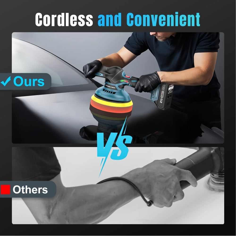 Cordless Buffer Polisher 6 Inch Dual Action Kit 2pcs 21V 2.0Ah Rechargeable Battery 6 Variable Speed 5500RPM for Car Detailing Polishing Waxing Paint Correction