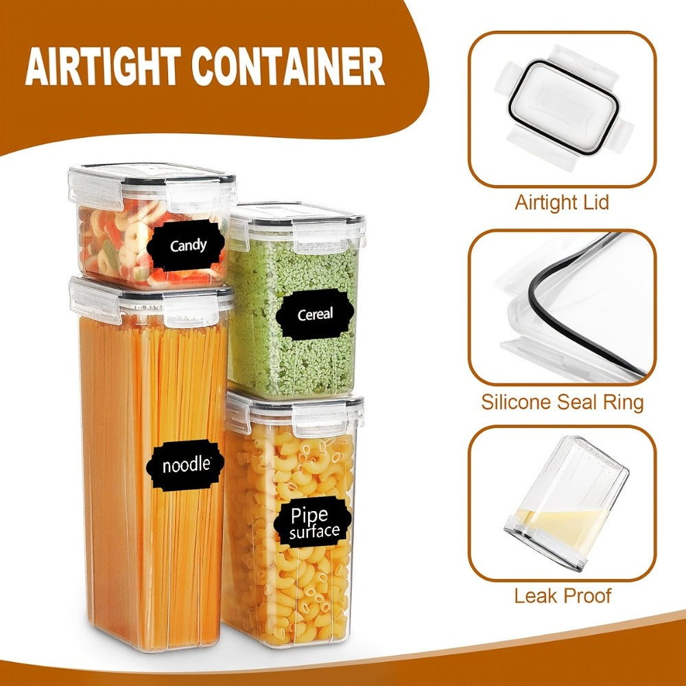Airtight Food Storage Containers with Lids BPA Free Plastic Kitchen Pantry Organizer Set for Rice Cereal Pasta Flour Sugar Spaghetti - 6 14 18 30 48 60 84pcs Flip Top Seal Canister Set