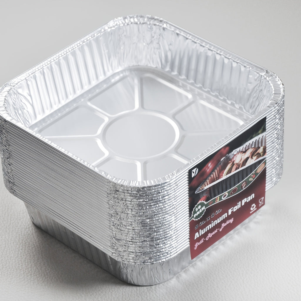 Aluminum Foil Pans 8x8 Inch 30 Pack with Lids Disposable Square Cake Pans ¨C Baking Cooking Freezing & Meal Prep Containers, Stackable Foil Baking Pans for Brownies Lasagna