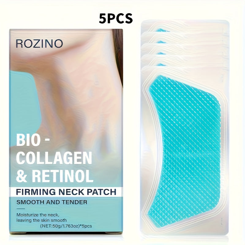 Bio Collagen Neck Lift Mask 5 Pack - Moisturizing & Brightening Gel Patches | Anti-Wrinkle, Anti-Aging, Firming Neck Skincare Treatment
