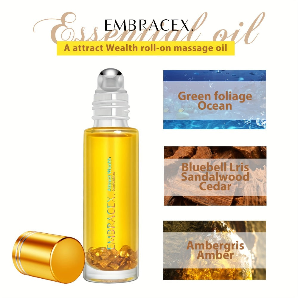 Roll On Essential Oil Attract Wealth & Money Luck 0.68oz Alcohol-Free Aromatherapy Roller Blend ¨C Use with Diffuser Scented Candles or Directly on Skin ¨C Manifestation Oil Perfect Holiday Gift