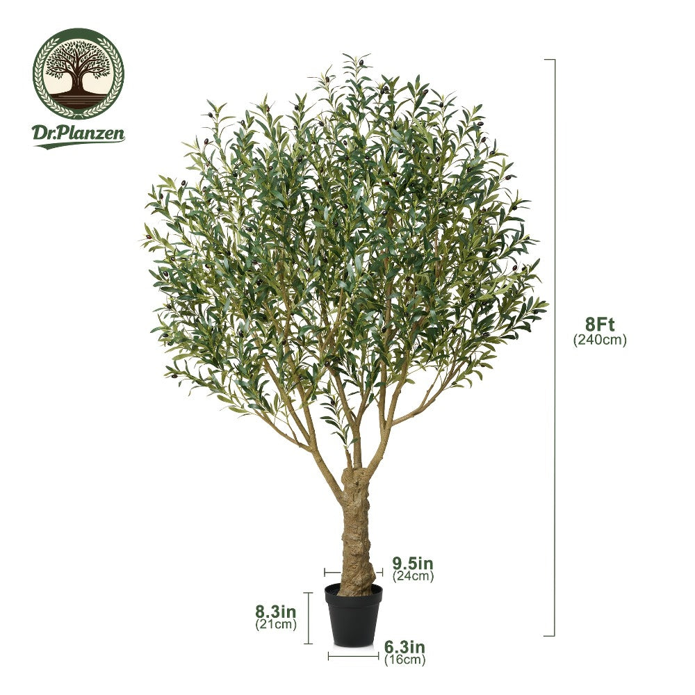 Artificial Olive Tree 5/6/7/8FT UV-Resistant Faux Olive Plant with Black Planter, Lifelike Silk Leaves, Mediterranean Indoor Outdoor Decor for Living Room Office Bedroom Patio