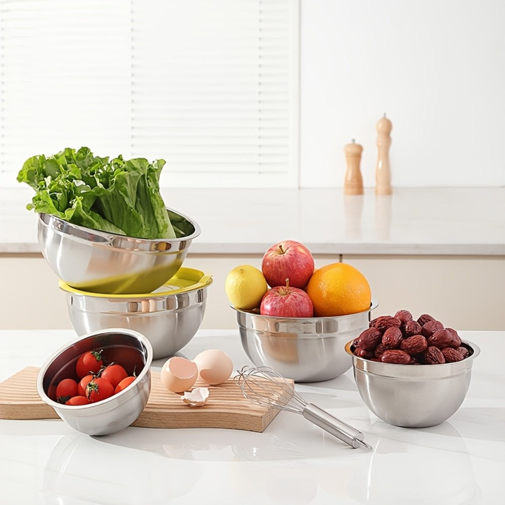 Stainless Steel Mixing Bowl Set 21-Piece with Lids and Grater Attachments, Nesting Bowls 0.7QT to 4.5QT, Rust Resistant Kitchen Bowls for Cooking Baking Serving, Complete Prep Bowl Set with Lids