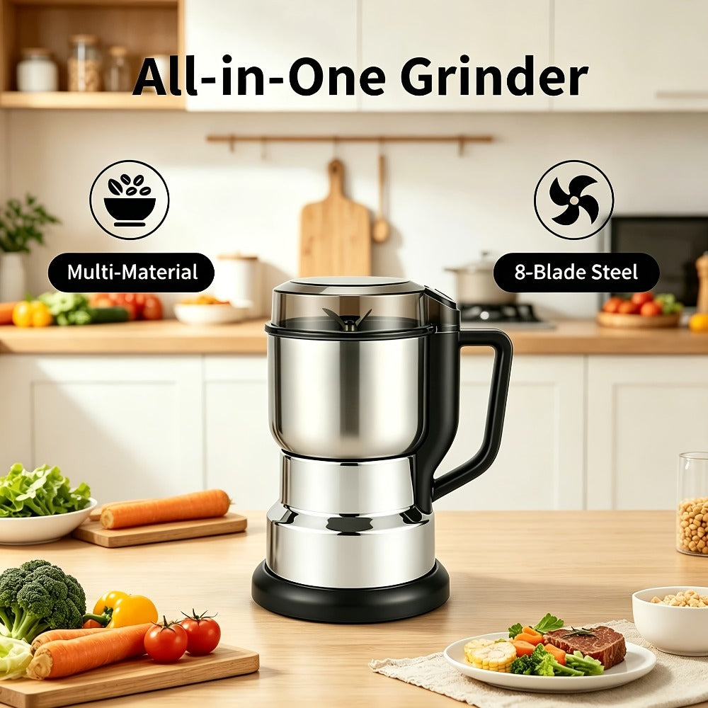 Electric Coffee Grinder 300W 25000RPM ¨C 8-Blade Stainless Steel Spice & Grain Mill for Coffee Beans, Nuts, Spices | Home, Cafe & Camping