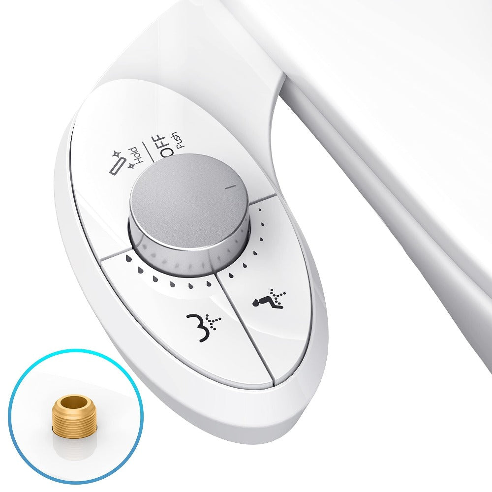 Ultra-Slim Non-Electric Bidet Attachment for Toilet, Self-Cleaning Dual Retractable Nozzles, Adjustable Water Pressure, Fresh Water Sprayer, US Standard, Easy Install