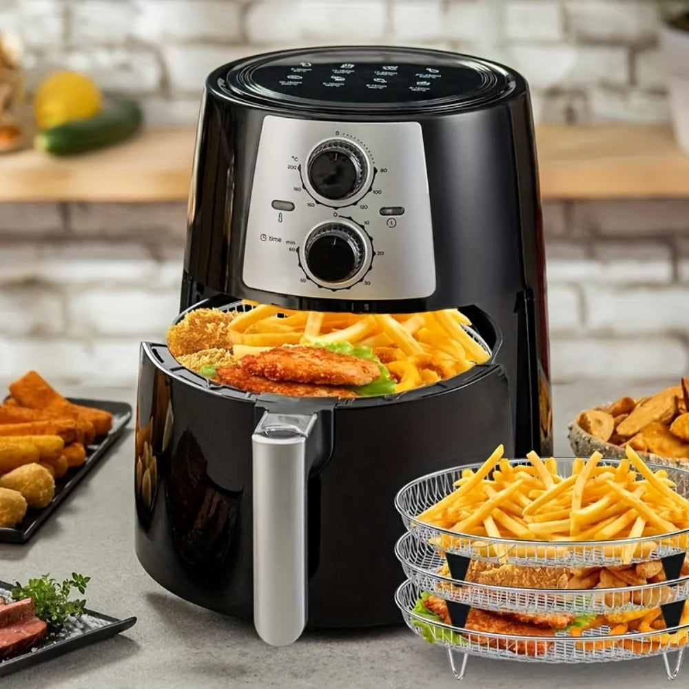 Air Fryer Rack Set ¨C 10-Piece Stainless Steel Stackable Dehydrator Rack with Clips for 4.2QT-5.8QT Round Air Fryers, Reusable Elevated Baking Accessories, Dishwasher Safe