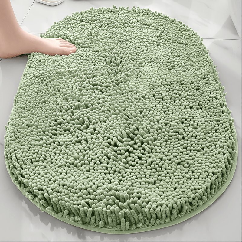 Chenille Bath Mat Non-Slip Super Absorbent Oval Bathroom Rug Soft Plush Carpet for Bathroom Kitchen Bedroom Entryway Indoor Outdoor Pet Dog Mat Machine Washable Multi-Color Multi-Size