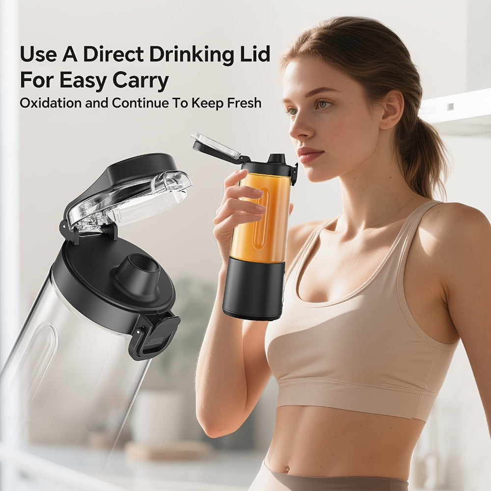 Portable Smoothie Blender USB-C Fast Charge 6-Blade Stainless Steel ¨C Digital Timer Battery Display High-Speed Ice Crush No-Spill Lid | Protein Shake Gym Travel Blender in Black Pink White