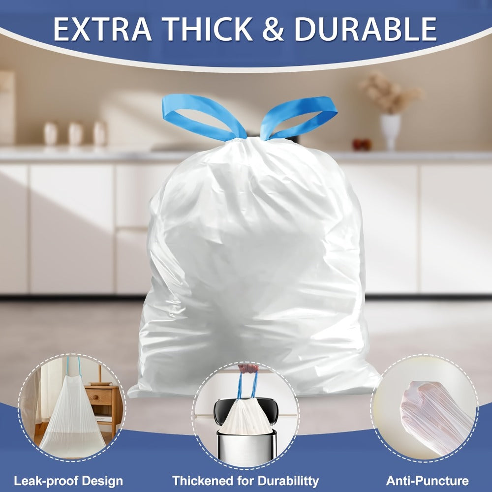 13 Gallon White Roll Garbage Bags Leak Proof Large Capacity Kitchen Trash Bags for Kitchen Living Room Bathroom Waste Bin 26 Count 62 Count 104 Count