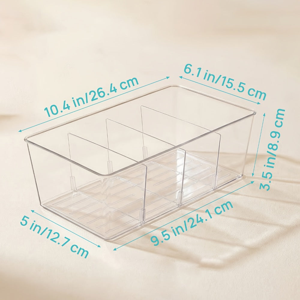 Clear Pantry Storage Bins Set of 8 with Dividers - Transparent Refrigerator Organizer Bins for Kitchen Cabinet, Pantry Organization, Snack Packet Spice Pouch Storage, 10.4¡± x 6.1¡± x 3.5¡±