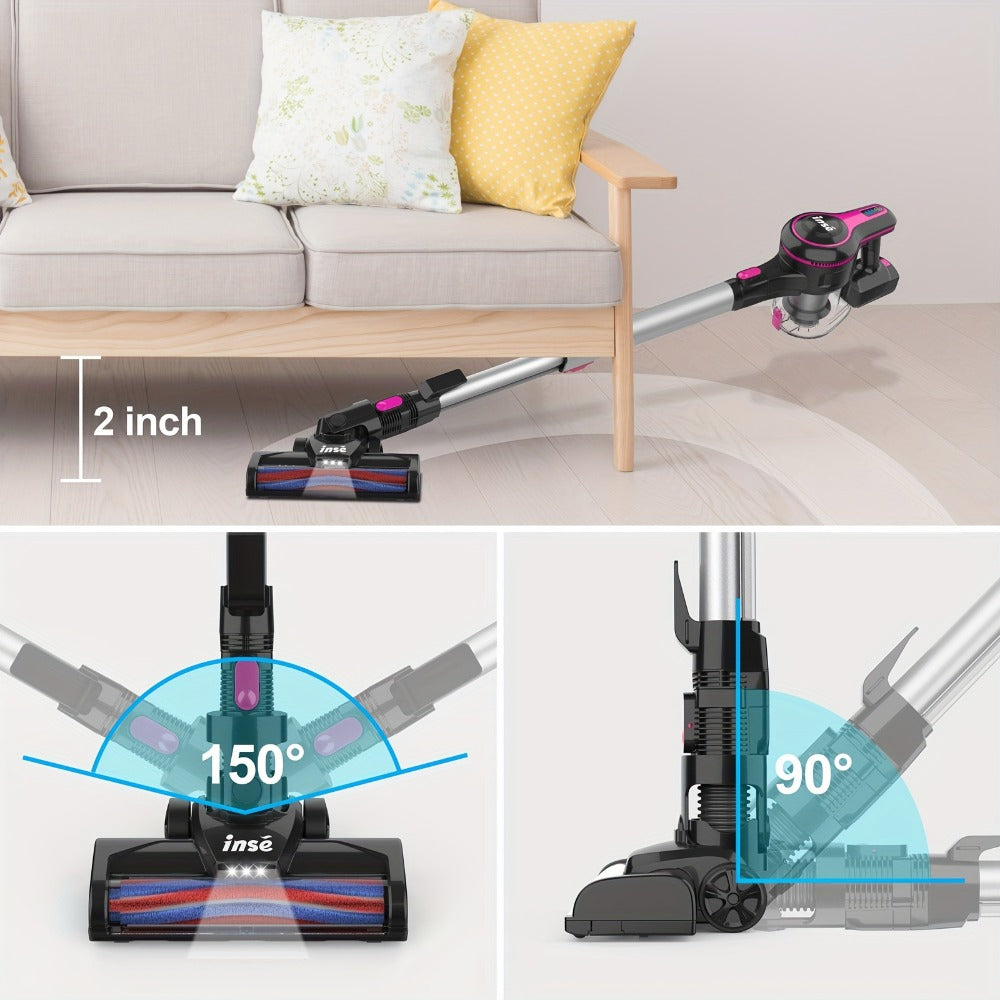 Cordless Vacuum Cleaner 2-in-1 Corded 70KPA Powerful Suction | 6-in-1 Handheld Vacuum with Detachable Battery 45-Min Runtime LED Brush Head 50.5oz Dust Cup | For Hardwood Floor Carpet Pet Hair Home Car