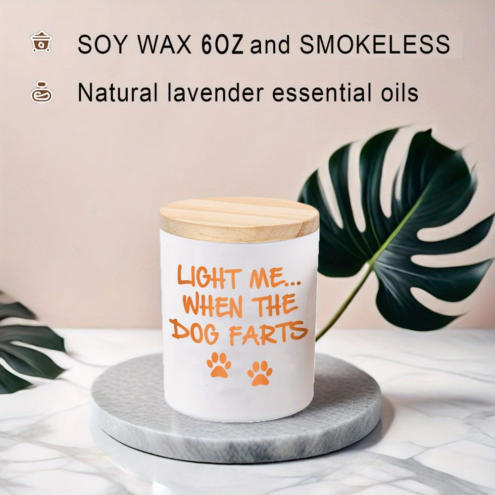 Funny Dog Mom Gift Lavender Scented Soy Wax Candle Engraved Glass Jar with Crystal 12Hr Burn Unique Dog Lover Birthday Christmas Mothers Day Gift for Women Light Me When Dog Farts