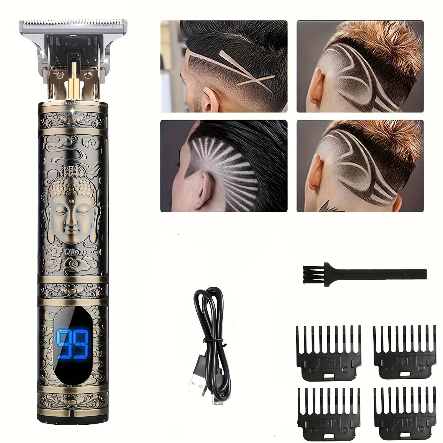 Vintage Bronze LCD Lighter - Novelty Antique Style Windproof Lighter with Dragon Skull Buddha Mustache Design - Unique Collectible Gift Lighter for Men, Cool Gadget Lighter for Smokers