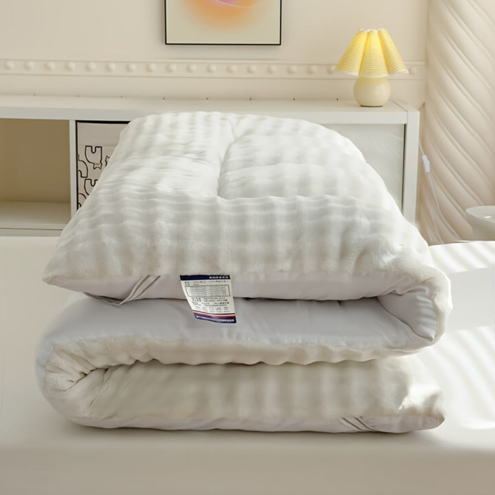 Quilted Mattress Topper Fluffy Flannel Bubble ¨C Breathable Fiber Fill Foldable Sleeping Pad 2.36¨C3.15¡± Thick for Twin Full Queen King Bed