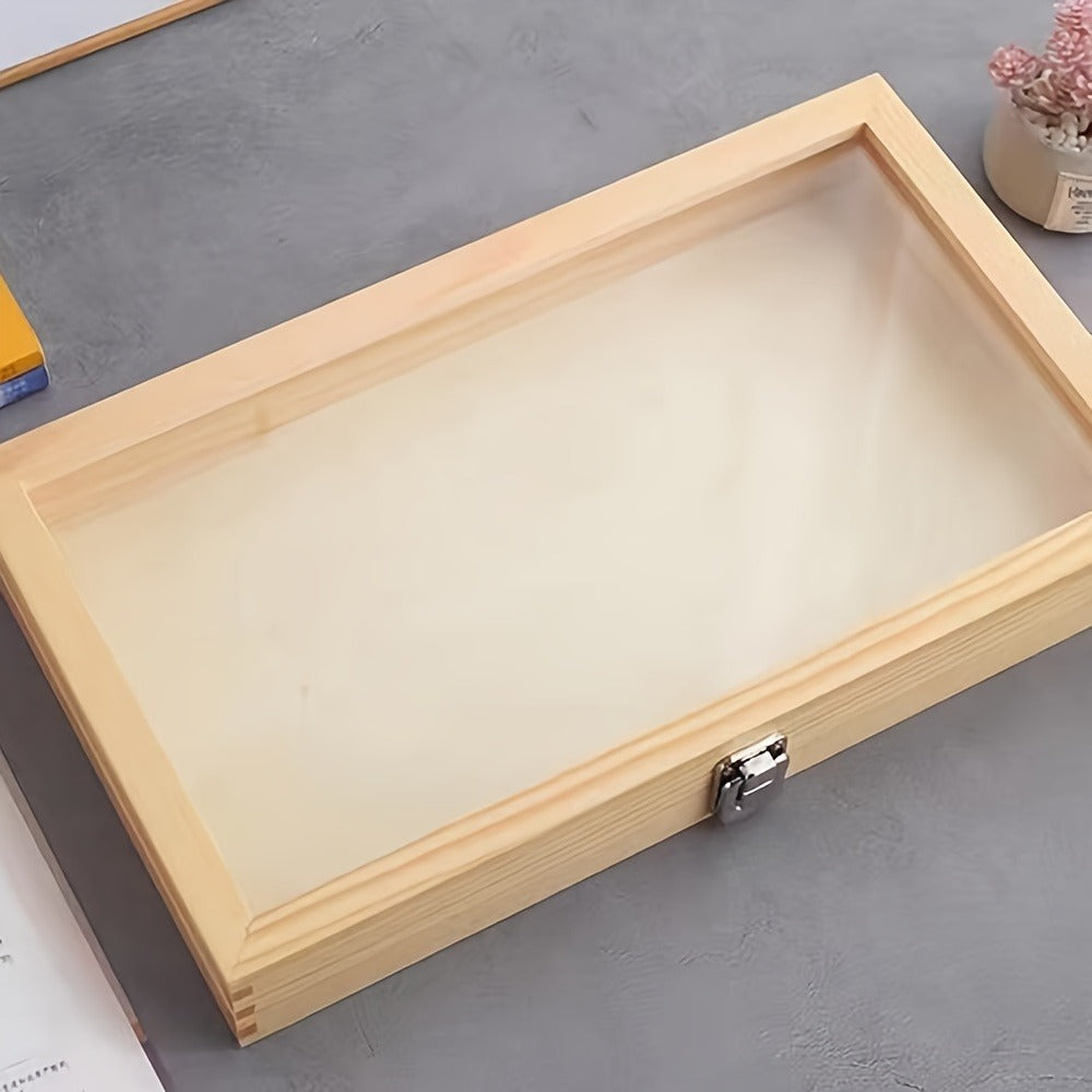 Lockable Wooden Display Storage Box with Acrylic Window ¨C Jewelry & Collectibles Organizer Drawer Box, Elegant Wood Finish, Clear Viewing Panel, Gift Box