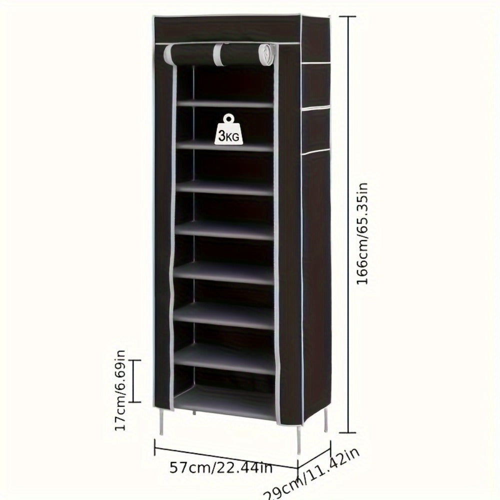 10-Layer Shoe Rack with Dust Cover ¨C Non-Woven Portable Shoe Cabinet Organizer for Entryway, Bedroom & Dormitory Storage