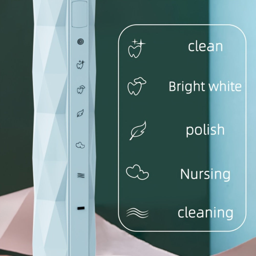 Sonic Electric Toothbrush IPX8 Waterproof ¨C USB Rechargeable, Smart Timer, Metal Handle, 5 Replacement Brush Heads, Soft Bristles for Adults Men & Women ¨C Black & Blue