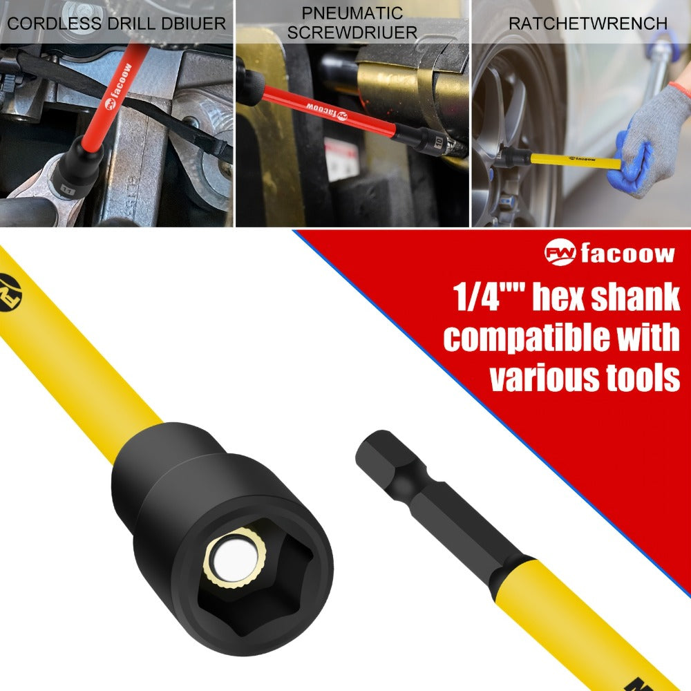 Magnetic Nut Driver Set 19PCS ¨C SAE & Metric | 1/4¡± Hex Shank 6¡± Long | PH1 & PH2 for Impact Drills | Magnetic Socket Set with Sturdy Tool Case | Professional & DIY Projects