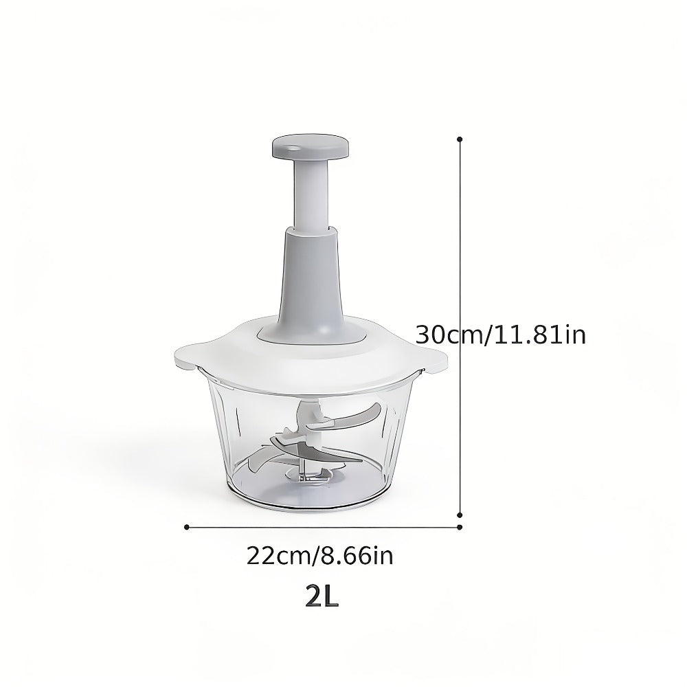 Manual Food Chopper 2L Pull Cord Vegetable Chopper Onion Mincer Garlic Press Meat Grinder with Container - BPA-Free Manual Hand Chopper Kitchen Tool for Salad Herbs Nuts