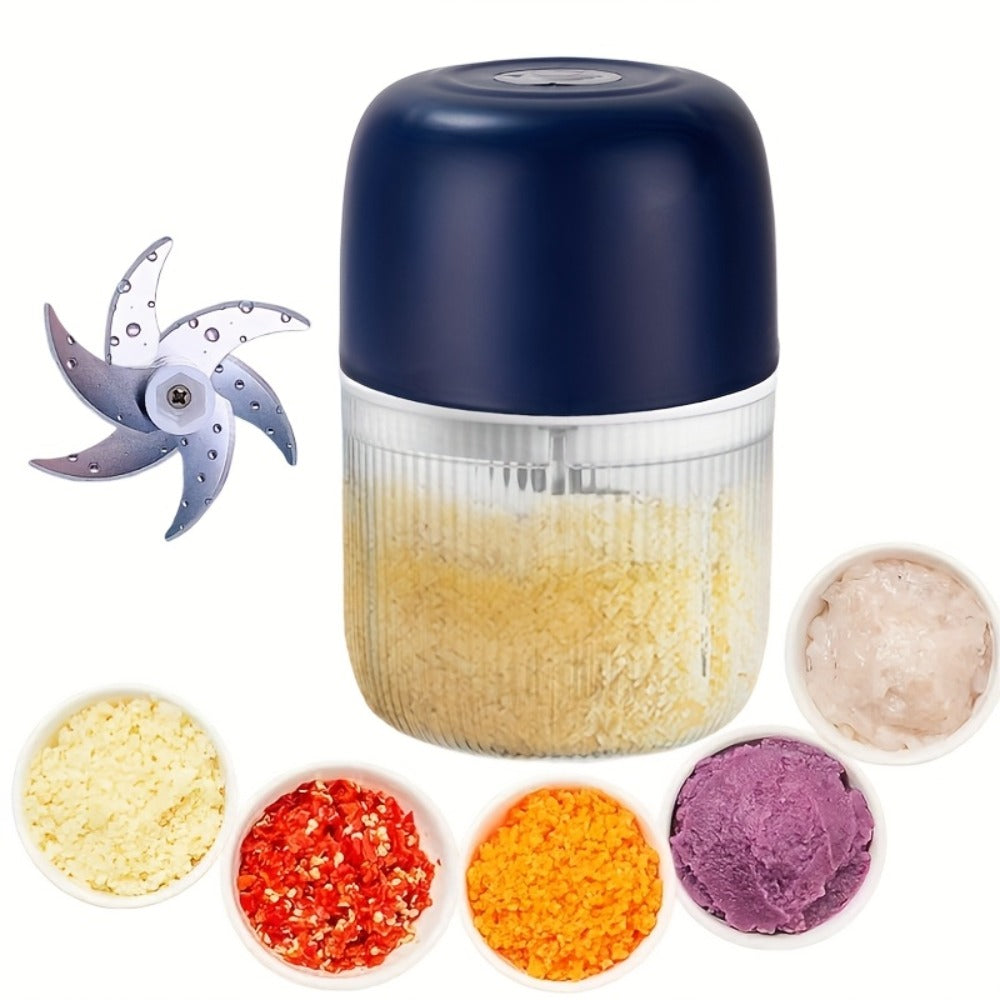 Electric Garlic Chopper USB Rechargeable Mini Food Chopper with 800mAh Battery - Portable Vegetable Garlic Grinder Onion Blender for Garlic Ginger Chili Fruits Meats - Kitchen Gadget Gift
