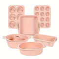 Silicone Baking Pan Set 6-Piece, Nonstick Silicone Cake Molds, Muffin Pan & Donut Baking Pan, Flexible Easy Release Bakeware for Oven Use, Holiday Baking Molds in Pink Gray Blue