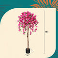 Faux Potted Bougainvillea Tree 5ft Artificial Indoor Plant with Pink Flowers Wood Trunk for Living Room Office Entryway Home Decor Housewarming Gift