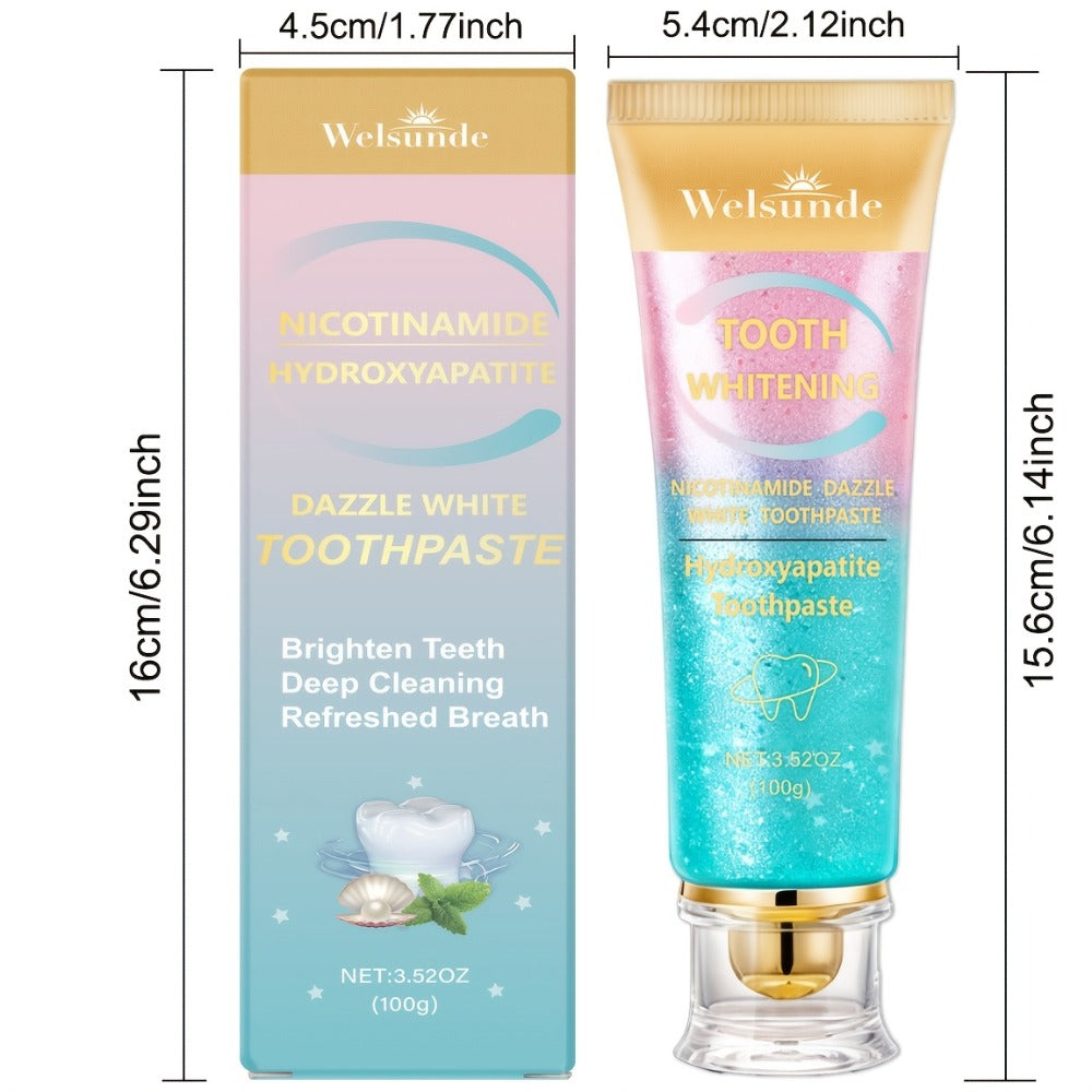 Niacinamide Toothpaste for Whitening & Deep Cleaning - Gentle Natural Care, Mint Peach Flavor, Freshens Breath, Travel-Friendly 3.52oz, Premium Daily Oral Care Toothpaste with Niacinamide