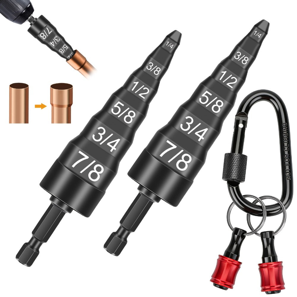 Copper Pipe Tube Expander Swaging Drill Bit Set 6-in-1 HVAC Tool 1/4 3/8 1/2 5/8 3/4 7/8 Inch Quick Release Bit Holder Air Conditioner Repair Kit