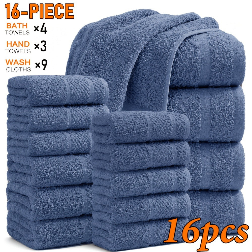 Bath Towel Set 450GSM Soft Absorbent - 12 16 18 Piece Cotton Blended Solid Color Bathroom Towels Set for Bath Hand Face | Hotel Spa Quality | Travel Shower Home | Multiple Colors & Sizes Available