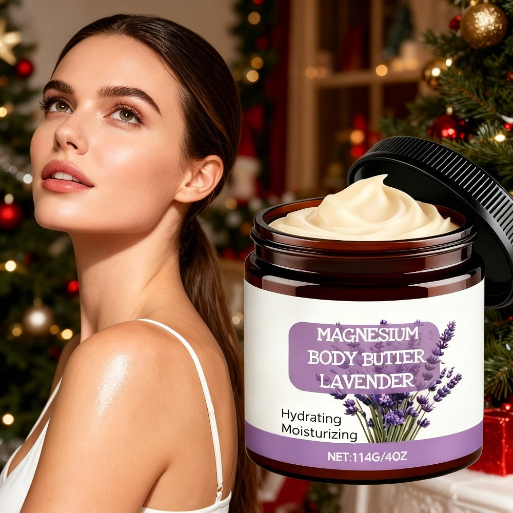 Lavender Magnesium Cream Body Lotion 4oz with Magnesium Chloride Lavender Oil Deep Moisturizing Muscle Relaxing Soothing Skin Nourishing for Women Men