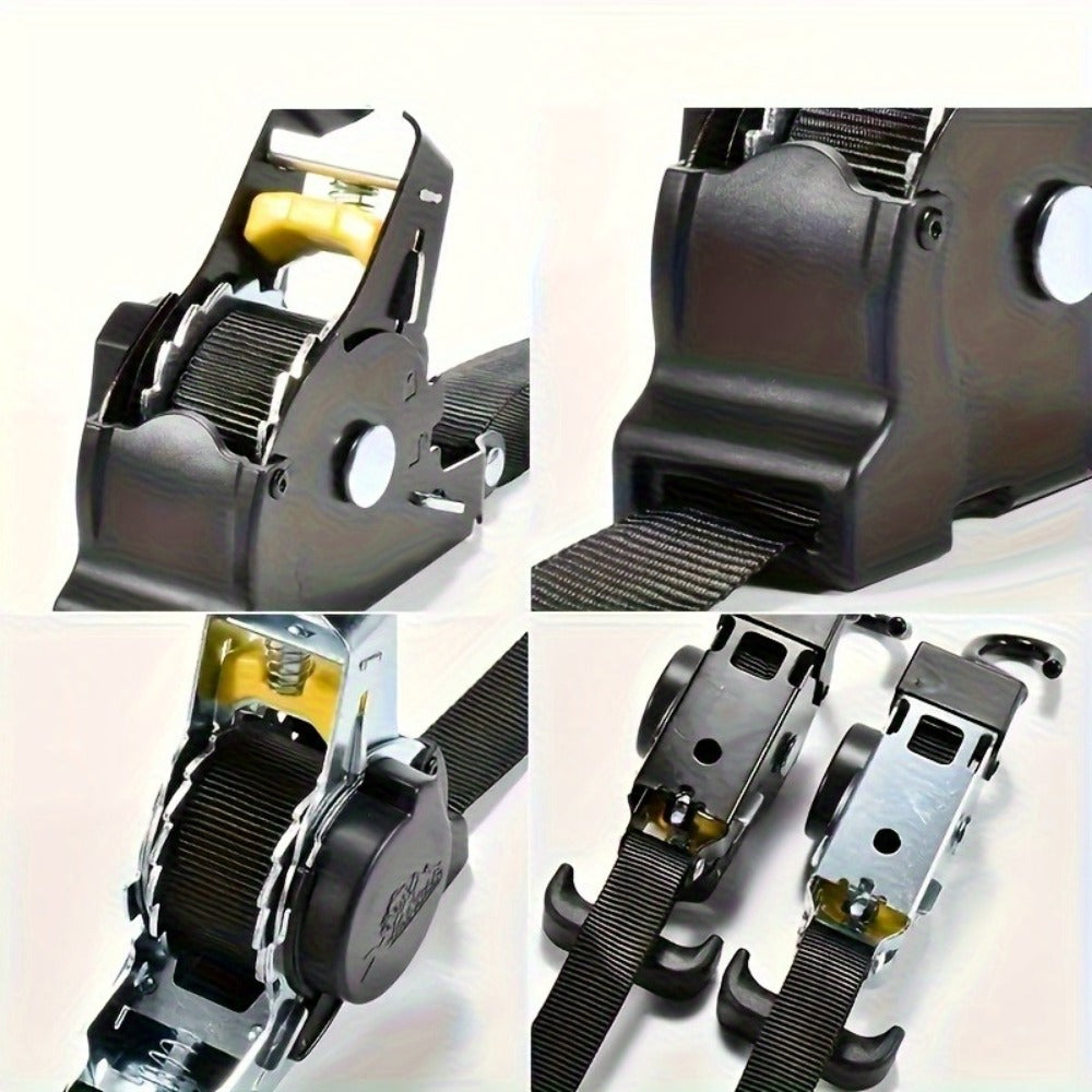 Self-Retracting Tie Down Straps 10 Feet Heavy Duty Ratchet Cargo Straps ¨C Auto Retract for Truck Trailer Motorcycle Moving & Appliances, 1pc or 2pc Pack