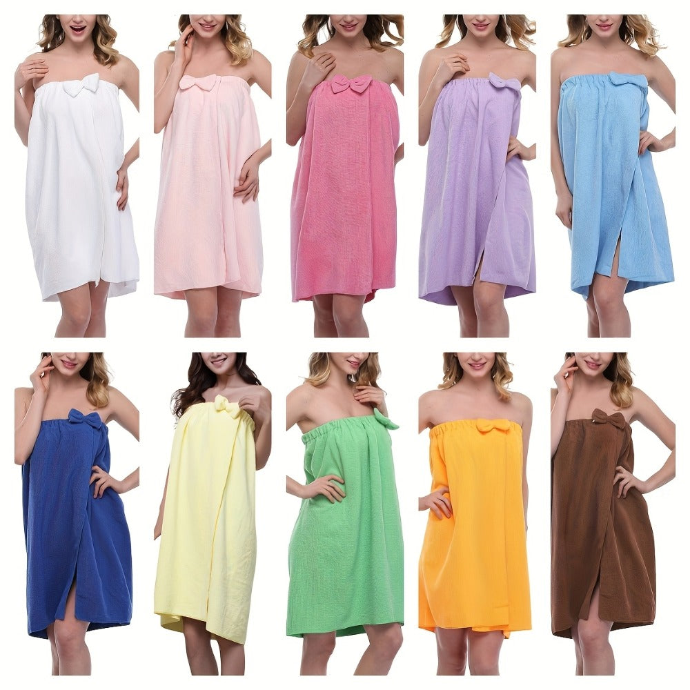 Women's Bath Wrap Towel Robe ¨C Lightweight 250gsm Microfiber Shower Spa Bathrobe with Adjustable Closure One Size Fits Most