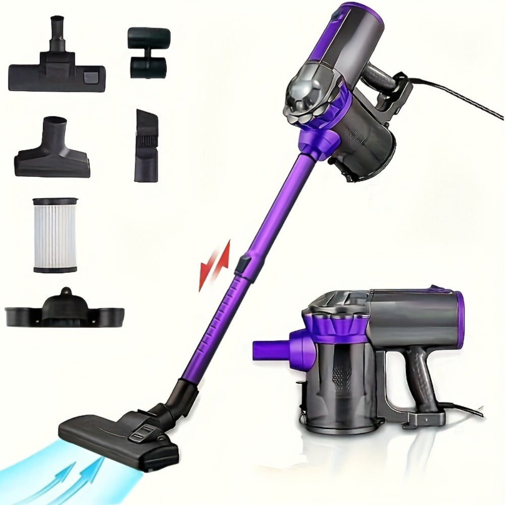 600W 4-in-1 Handheld Stick Vacuum Cleaner 20Kpa Strong Suction Low Noise Design - Lightweight Portable for Pet Hair, Hard Floors & Carpets, 110V Electric Vacuum with Multiple Attachments, Orange & Purple