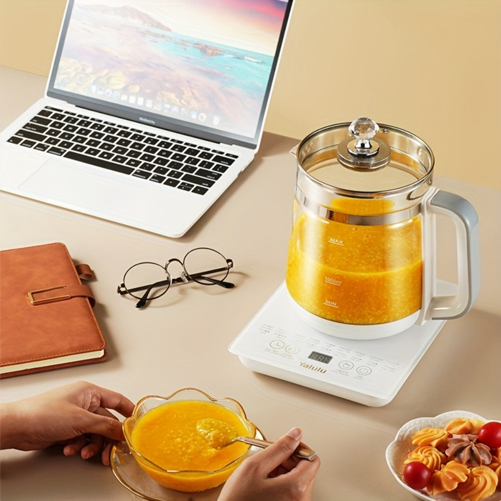 Electric Kettle 1.8L Multi-Function Health Pot 18 Functions Glass Lid SUS304 Tea Infuser Egg Steaming Rack Boiler Steamer for Tea Coffee Soup Oatmeal US Plug