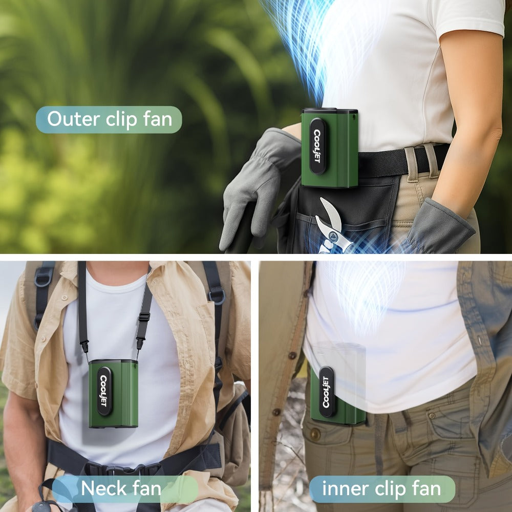 Neck Fan Waist Clip Fan 5000mAh, 18000RPM Powerful Brushless Motor, 4-Speed Portable Personal Fan with LED Battery Indicator, Hands-Free Wearable Fan for Outdoor Work, Camping, Sports and Travel