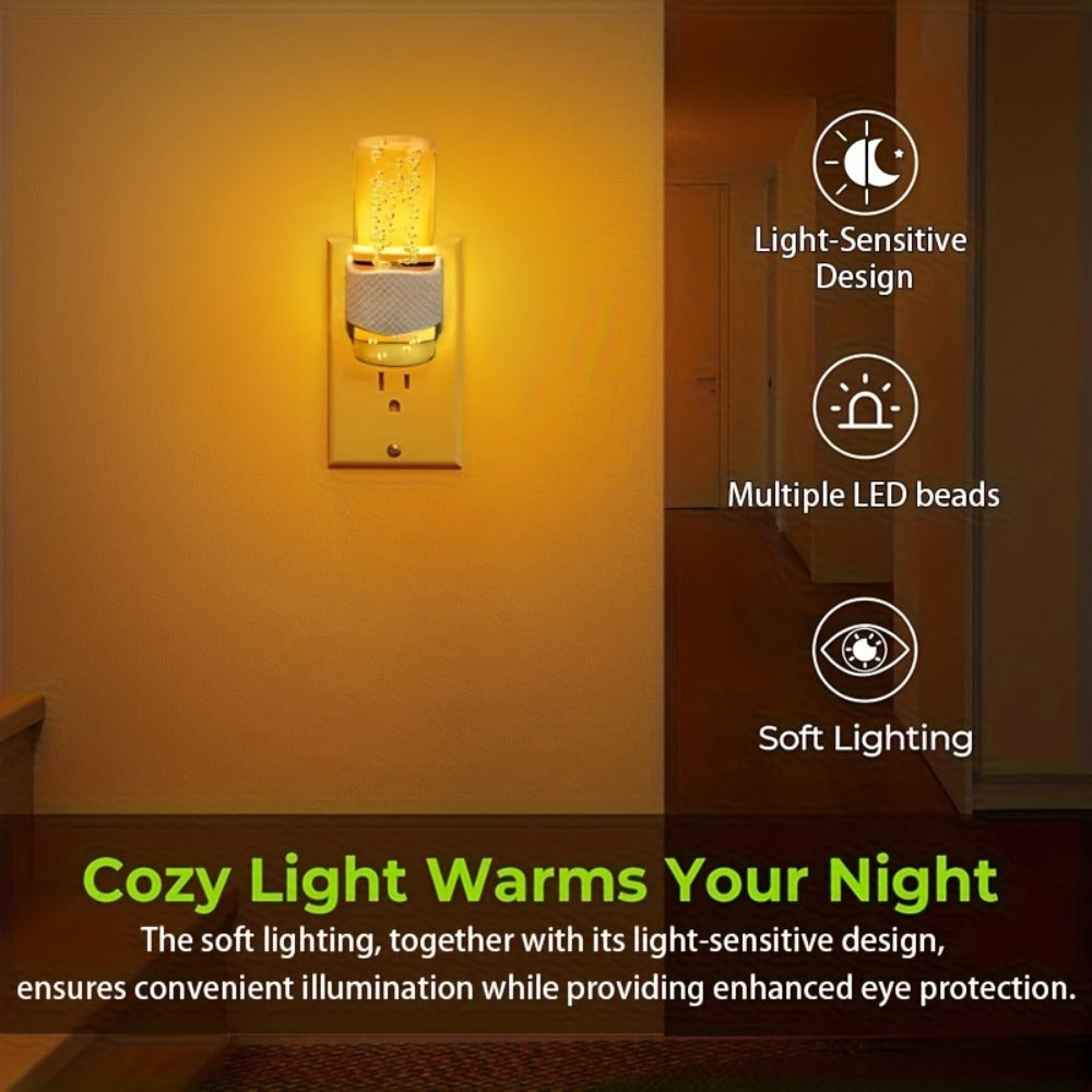 LED Night Light Plug In Wall, Dimmable 3000K Warm White Night Lights with Auto Light Sensor, Adjustable Brightness Modern Plug-In Night Light for Hallway Bedroom Bathroom Kids Room, 2 Pack
